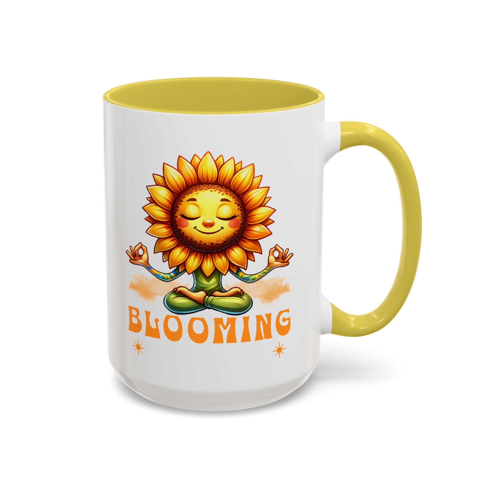 Blooming Sunflower Mug | Yoga Meditating Sunflower Ceramic Mug