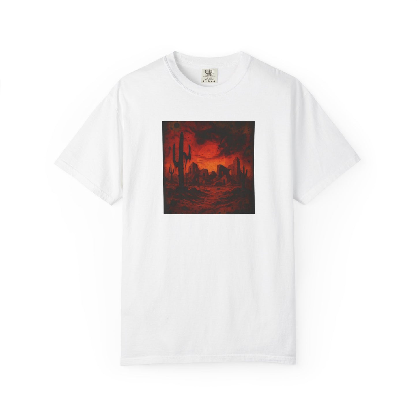 Red Desert Sunset T-shirt | Cactus Landscape, Moody Western Scene