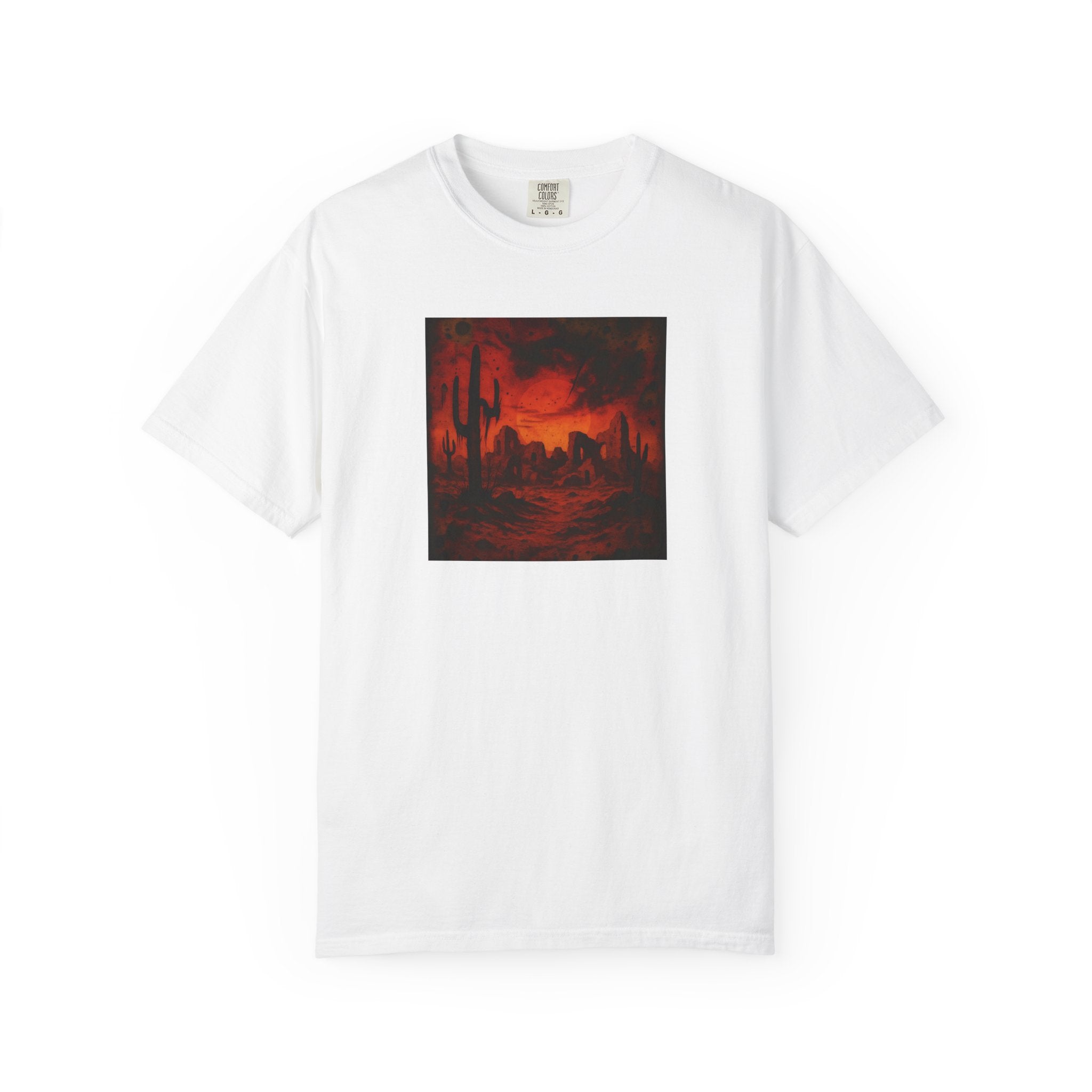 Red Desert Sunset T-shirt | Cactus Landscape, Moody Western Scene