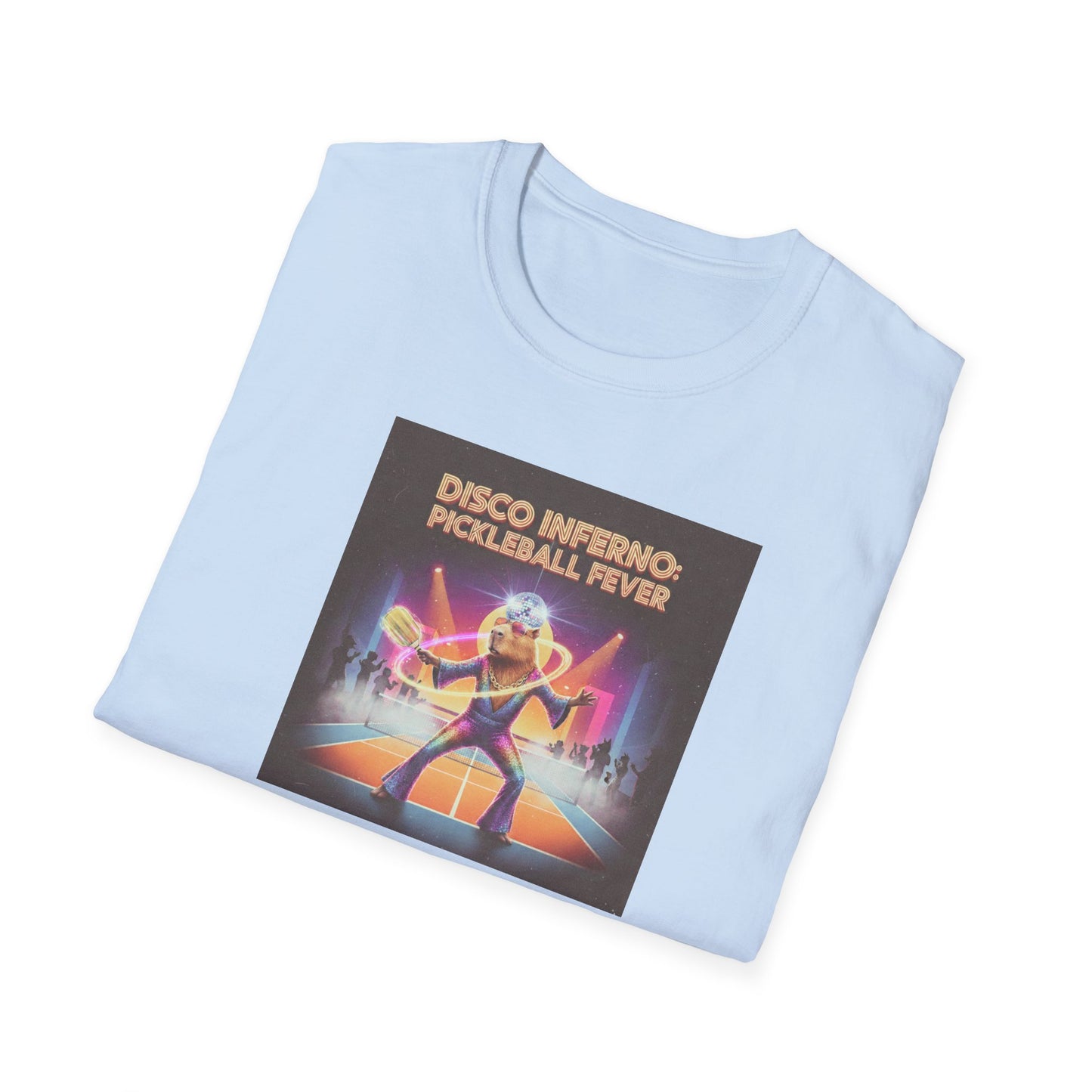 Disco Inferno Capybara Pickleball Fever T-Shirt | Retro 70s Dance Court Graphic