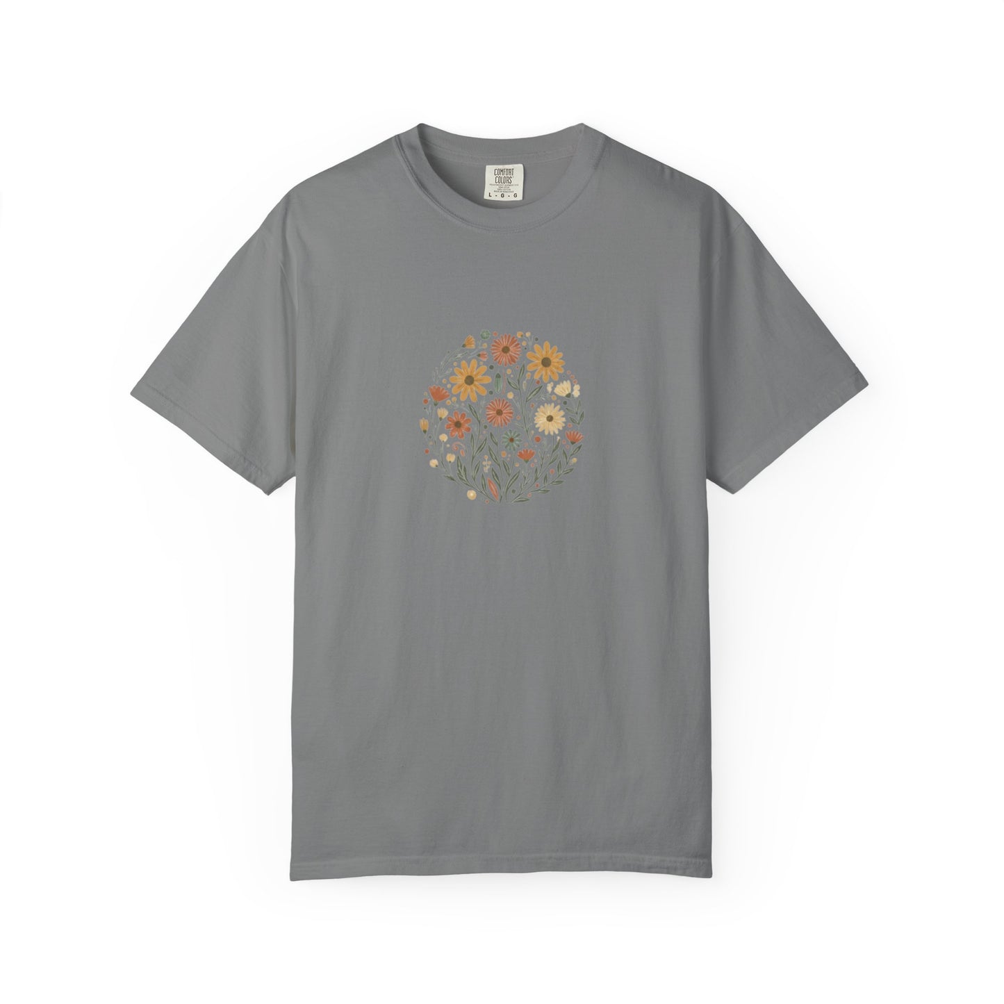 Autumn Wildflower Bouquet T-Shirt | Floral Circle Illustration