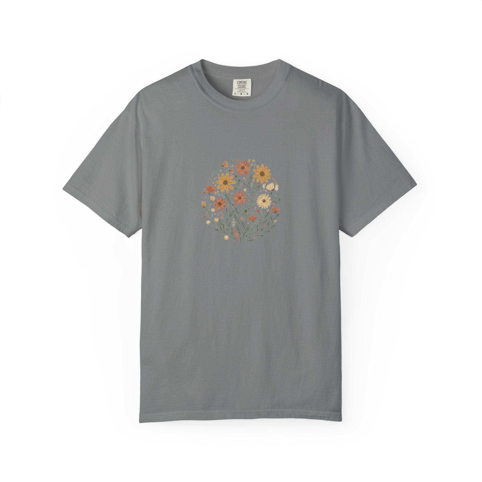 Autumn Wildflower Bouquet T-Shirt | Floral Circle Illustration