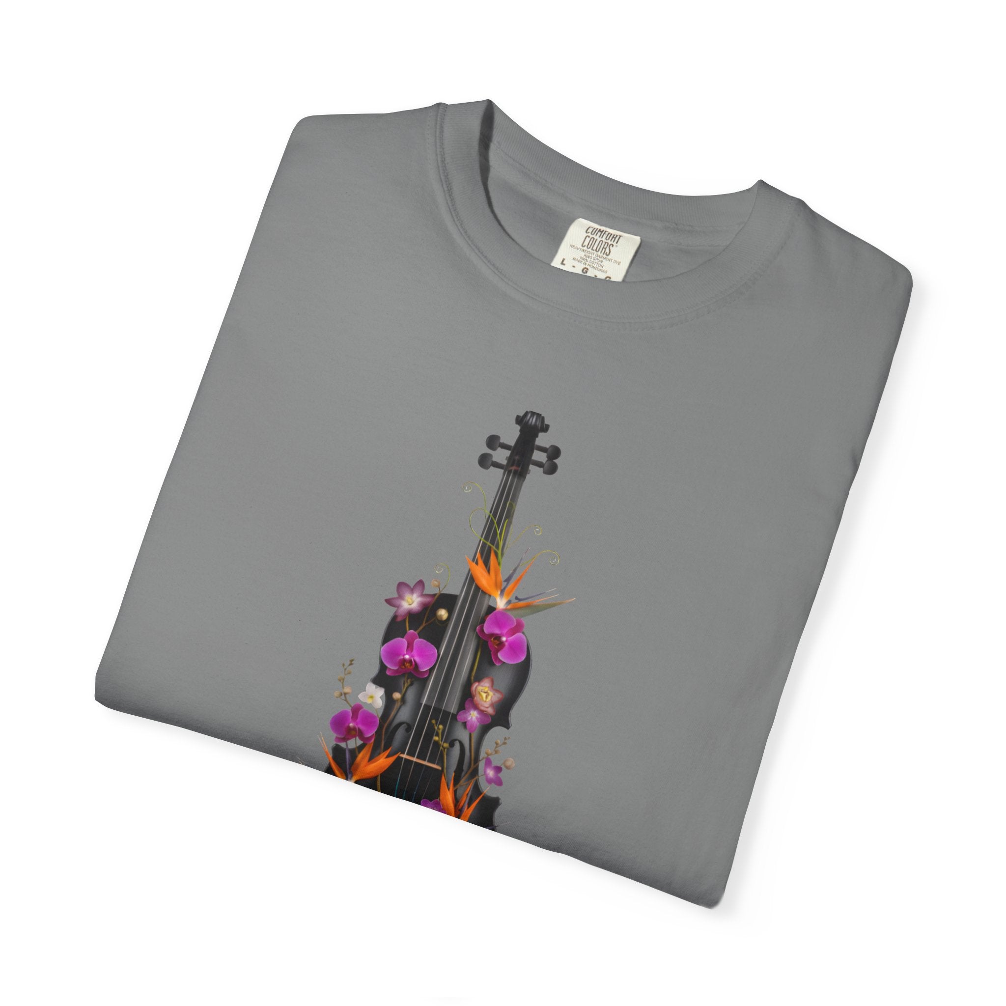 Floral Violin T-shirt | Botanical Music Instrument Tee