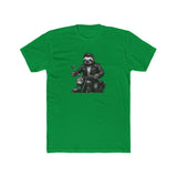Biker Sloth Riding Motorcycle T-Shirt | Retro Monochrome Illustration