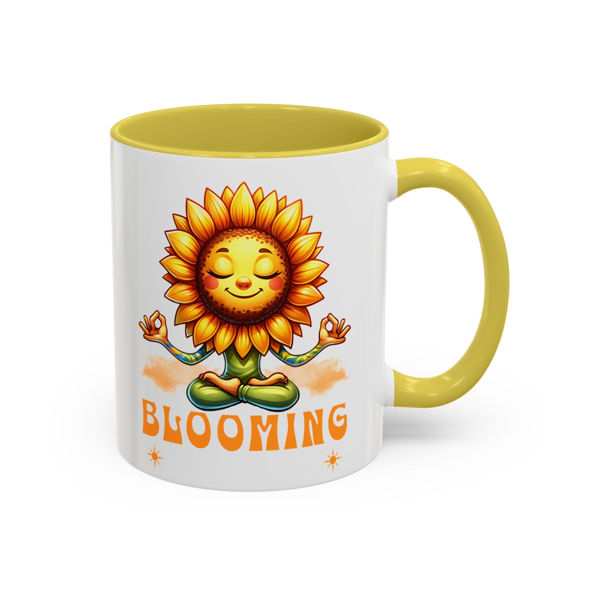 Blooming Sunflower Mug | Yoga Meditating Sunflower Ceramic Mug