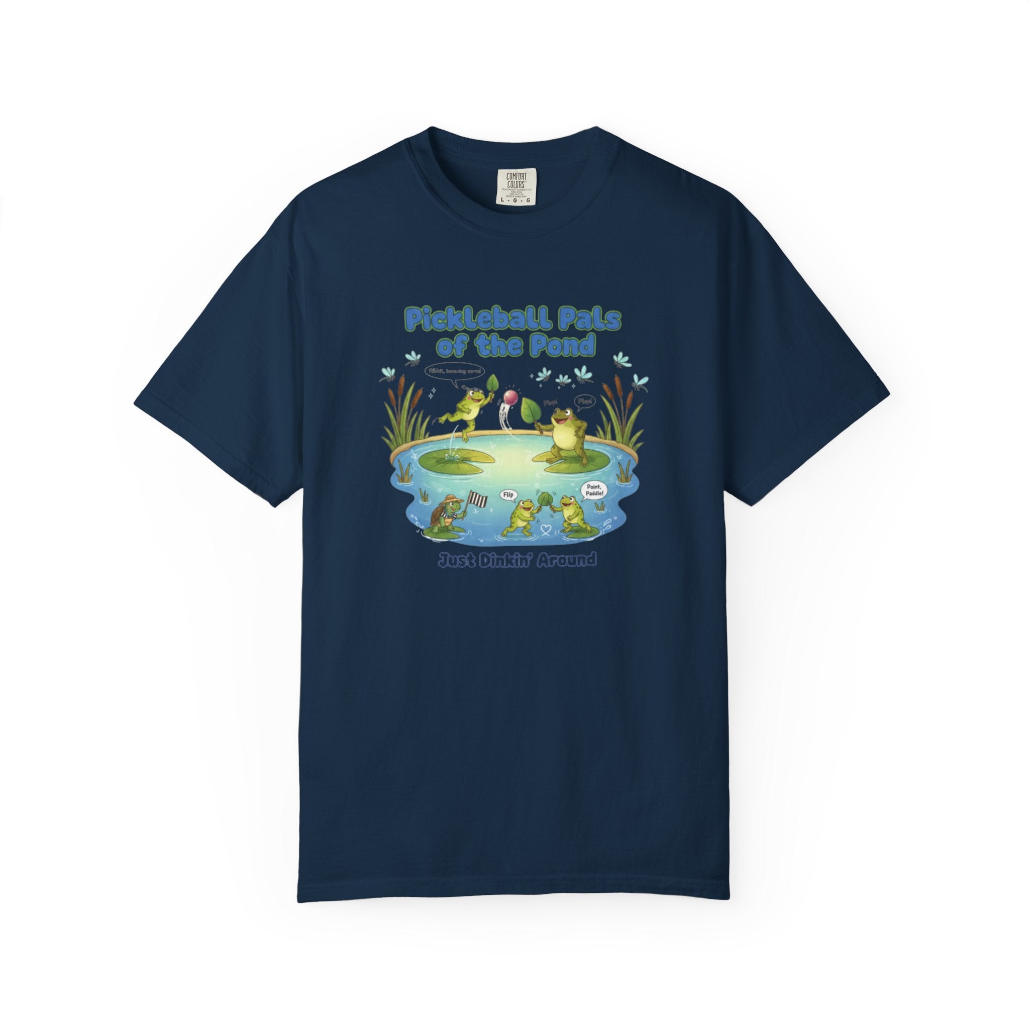 Pickleball Pals of the Pond T-Shirt | Cute Frog Pond Illustration