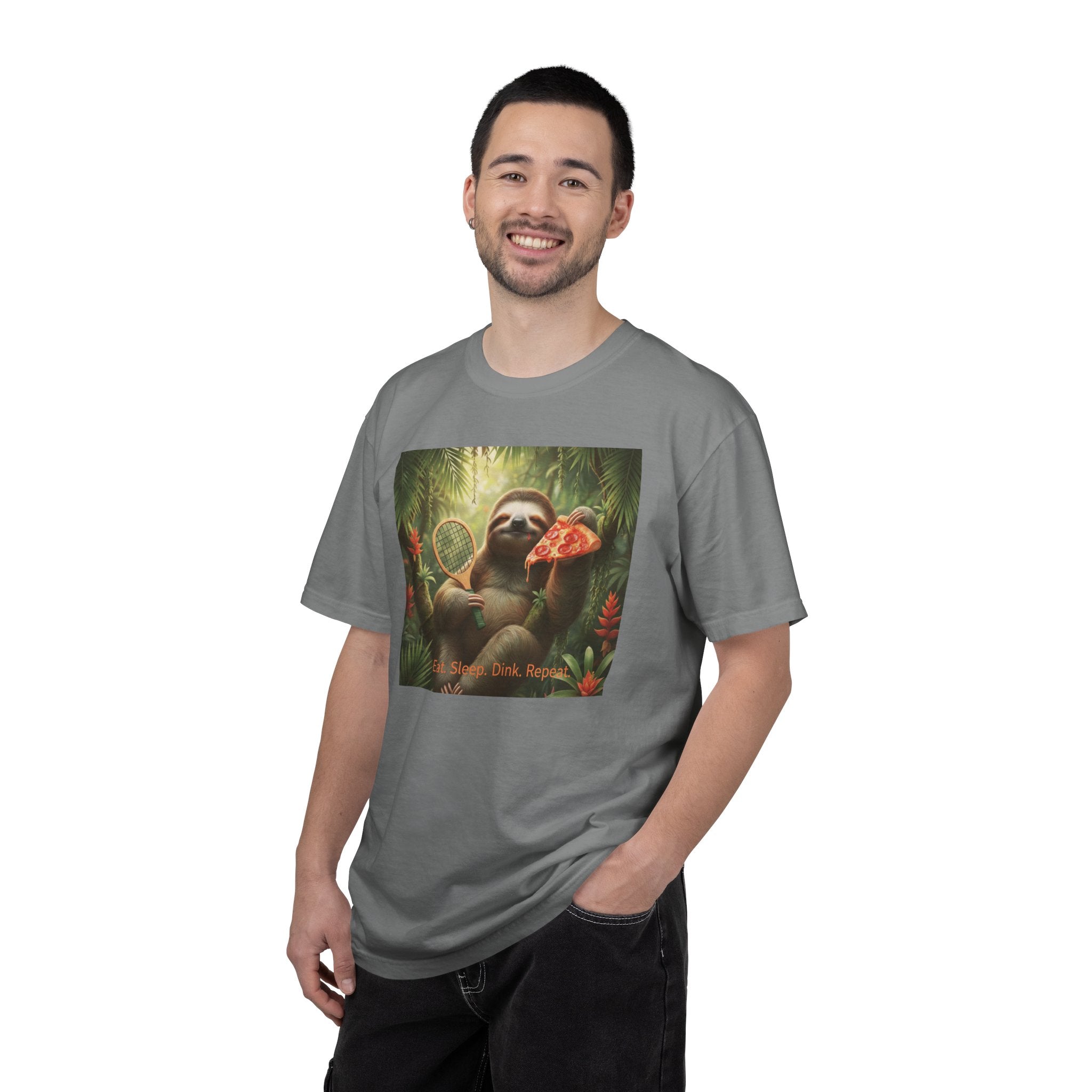 Sloth with Pizza and Pickleball Racket T-shirt | Eat Sleep Drink Repeat