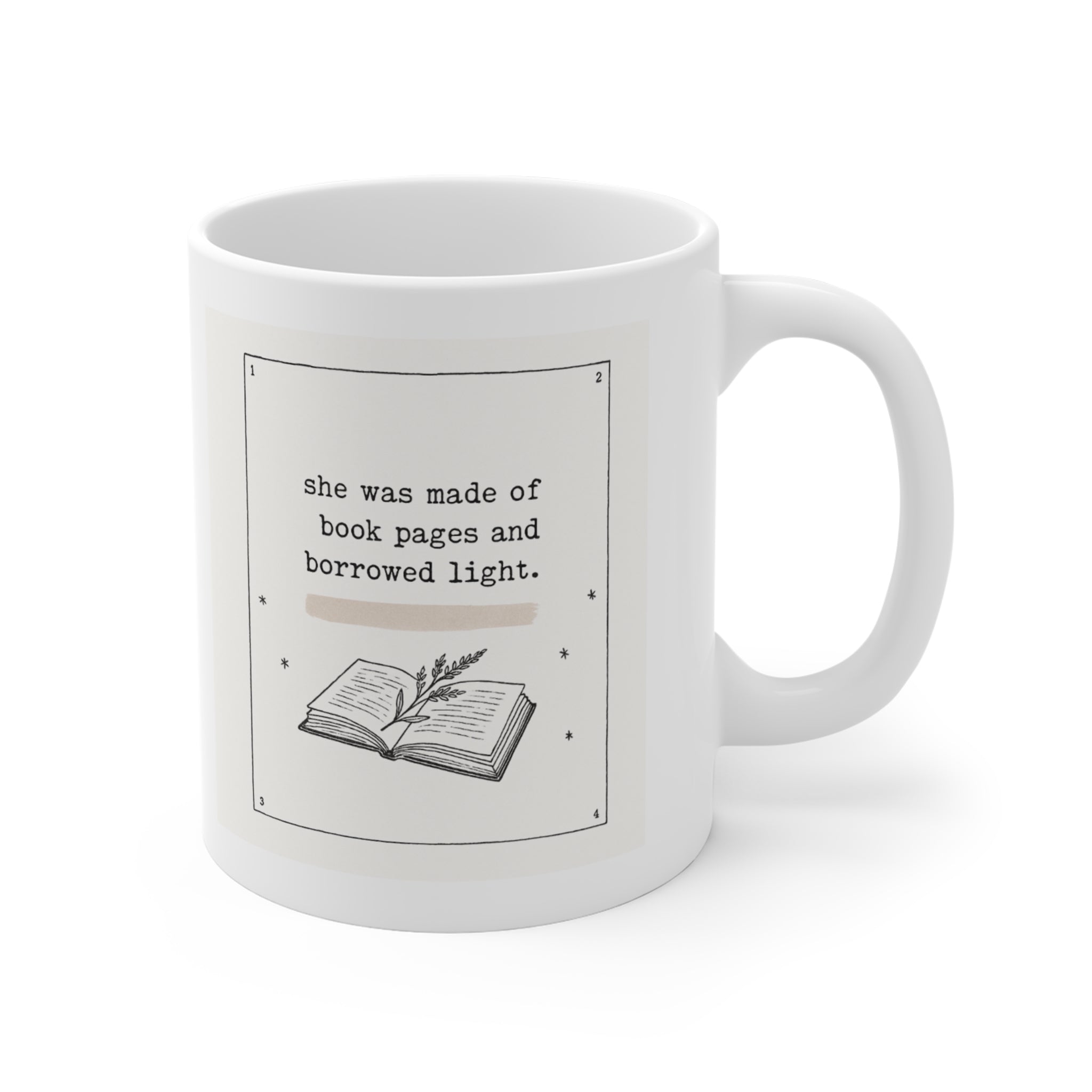 She Was Made of Book Pages Quote mug | Literary Book Lover Mug