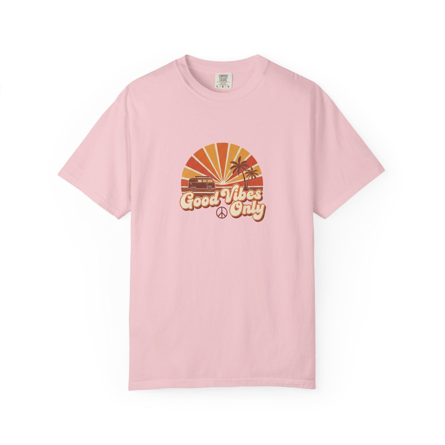 Good Vibes Only T-shirt | Retro Sunset Palm Peace Sign