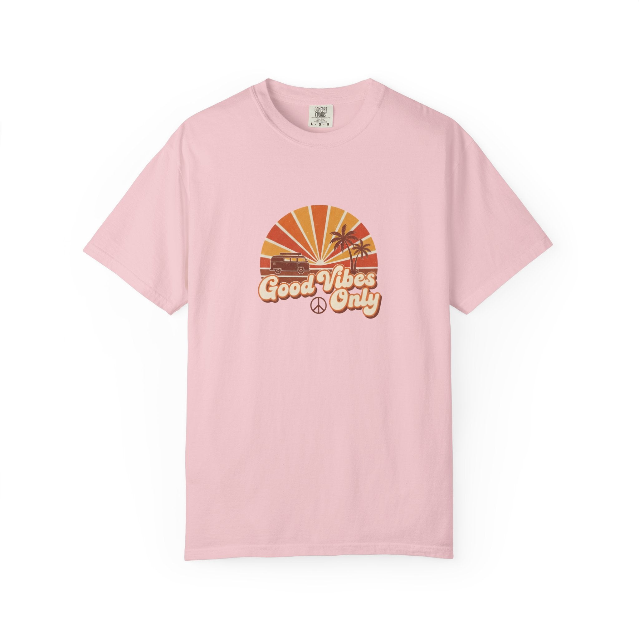 Good Vibes Only T-shirt | Retro Sunset Palm Peace Sign