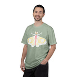 Celestial Moth T-shirt | Pink Yellow Moth with Crescent Moon