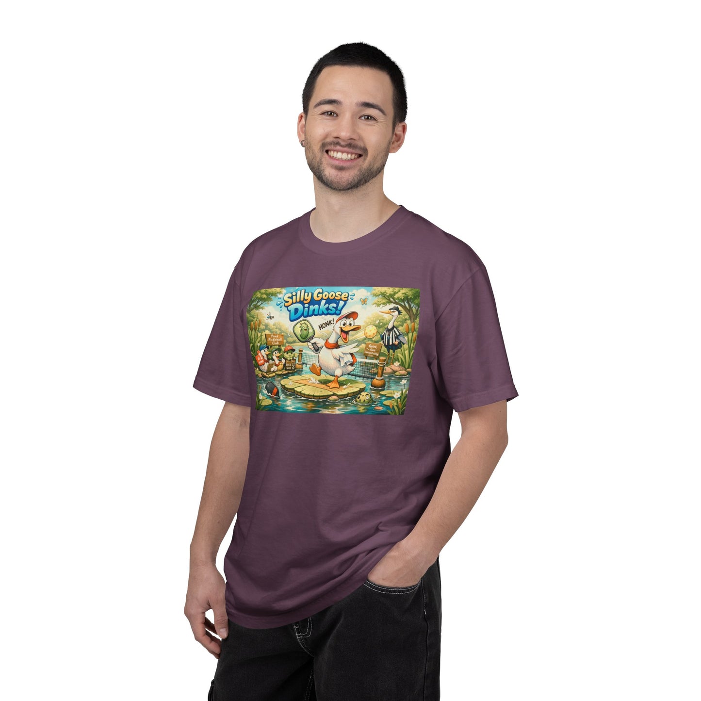 Silly Goose Dinks Cartoon Goose T-Shirt | Vintage Picnic Pond Illustration