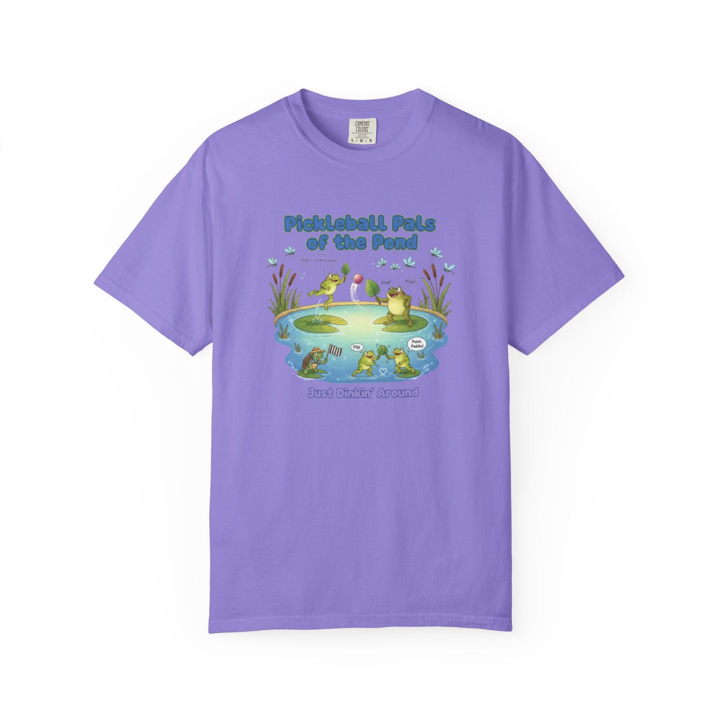 Pickleball Pals of the Pond T-Shirt | Cute Frog Pond Illustration