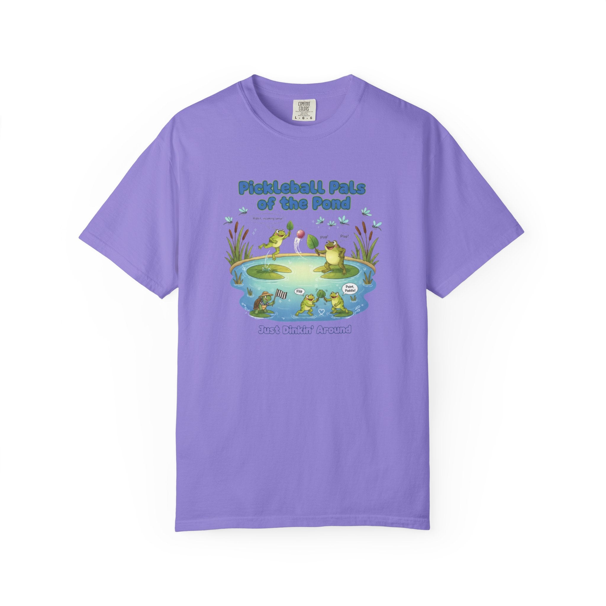 Pickleball Pals of the Pond T-Shirt | Cute Frog Pond Illustration