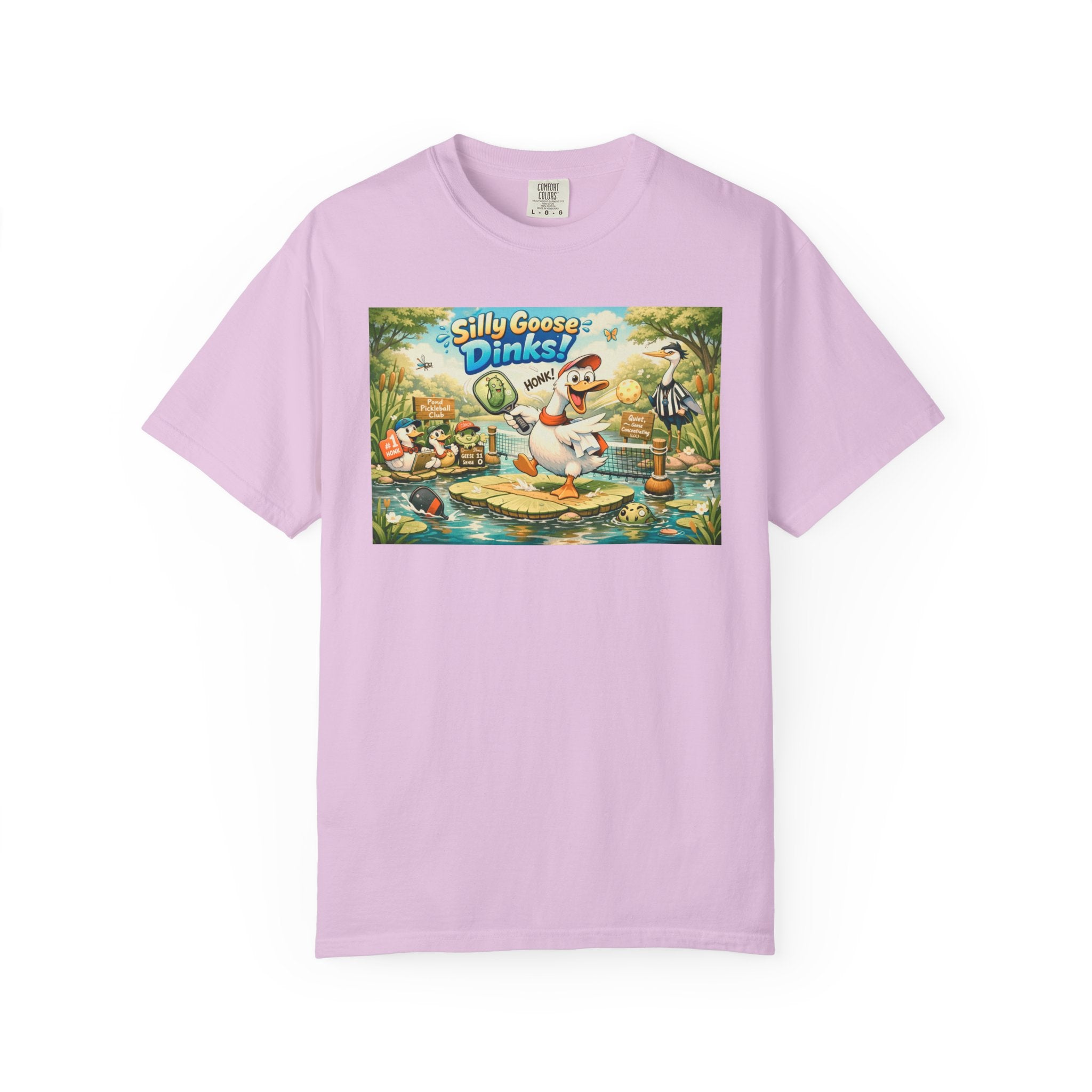 Silly Goose Dinks Cartoon Goose T-Shirt | Vintage Picnic Pond Illustration
