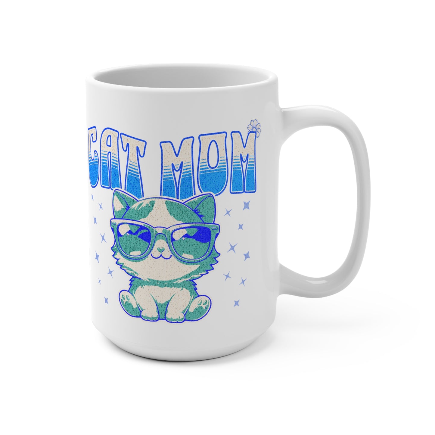 Cool Cat Mom Sunglasses Kitty Mug 15oz | Stars Kitten Pet Ceramic