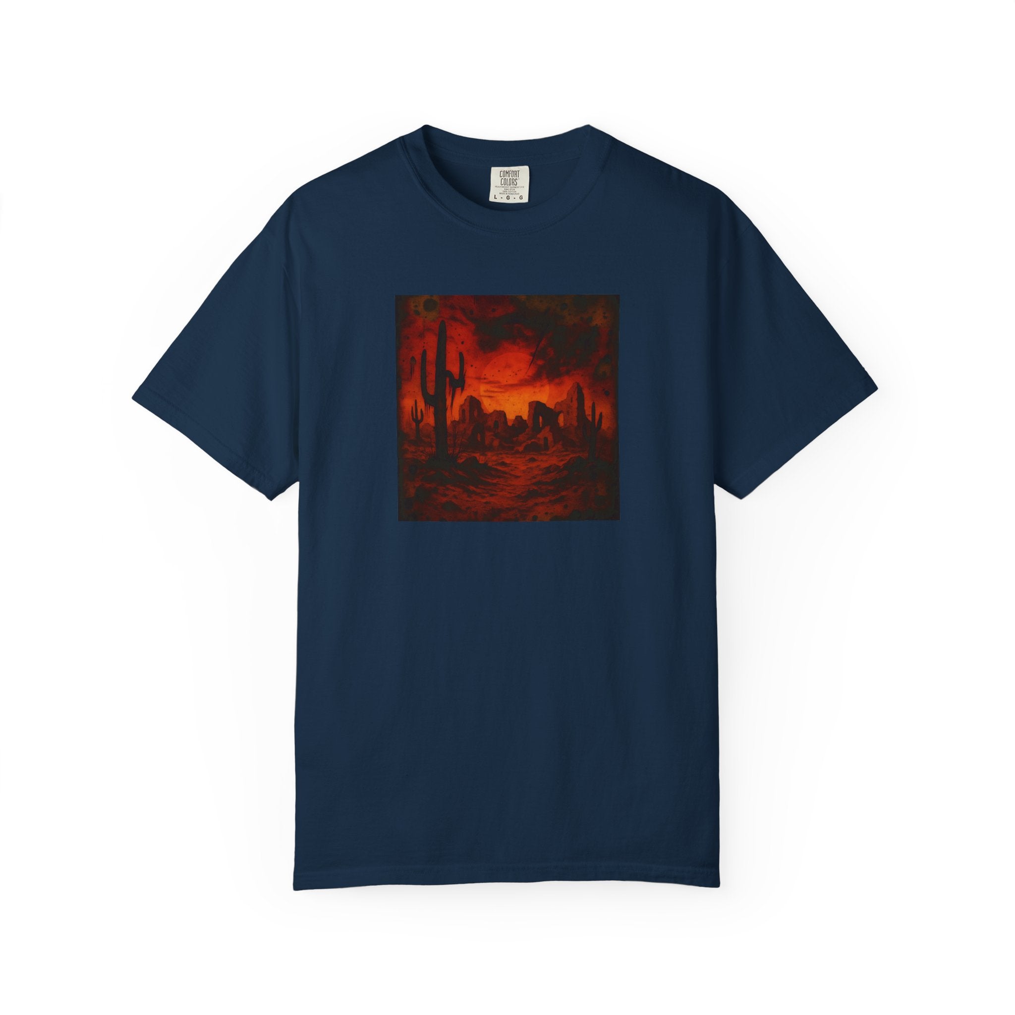 Red Desert Sunset T-shirt | Cactus Landscape, Moody Western Scene
