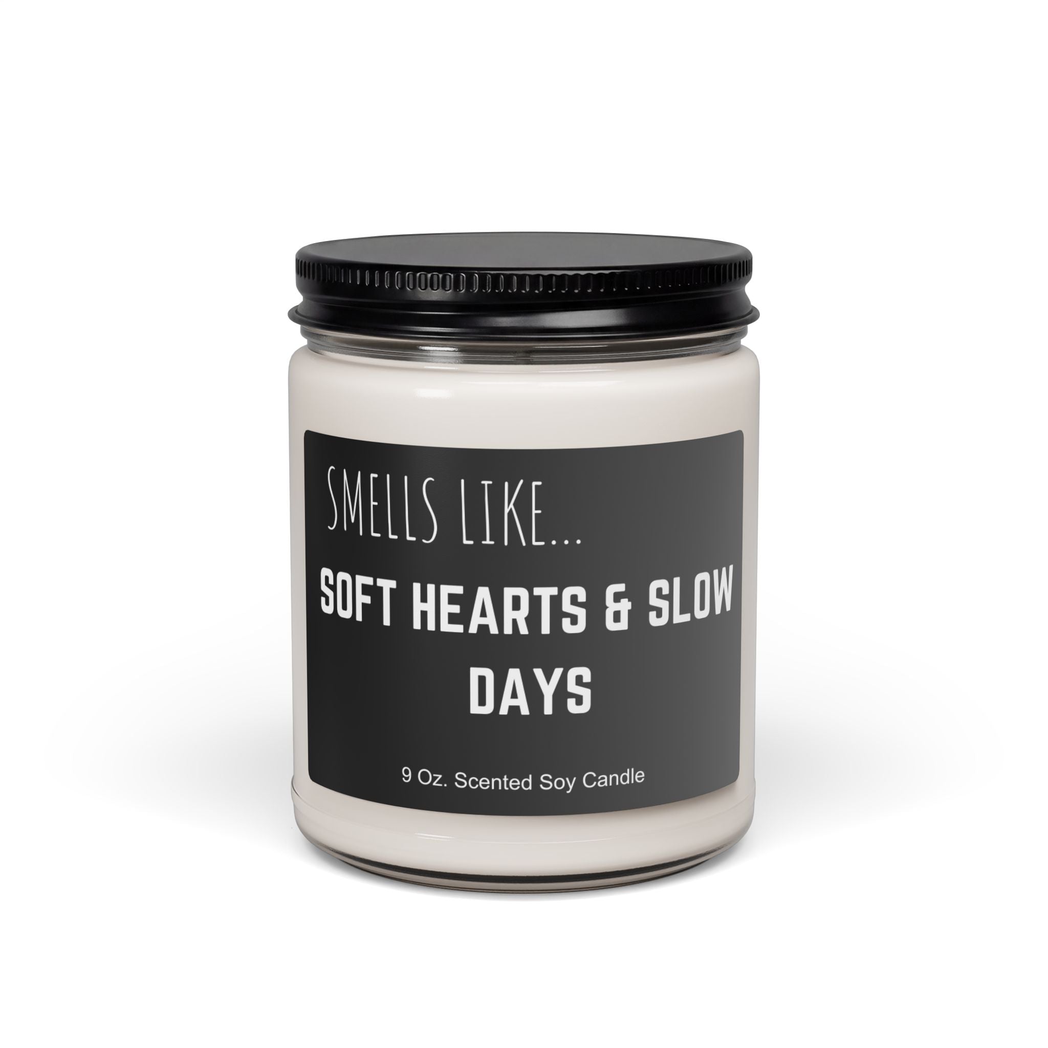 Soft Hearts Slow Days Scented Soy Candle, 9oz Natural Wax (Gift for Partner)