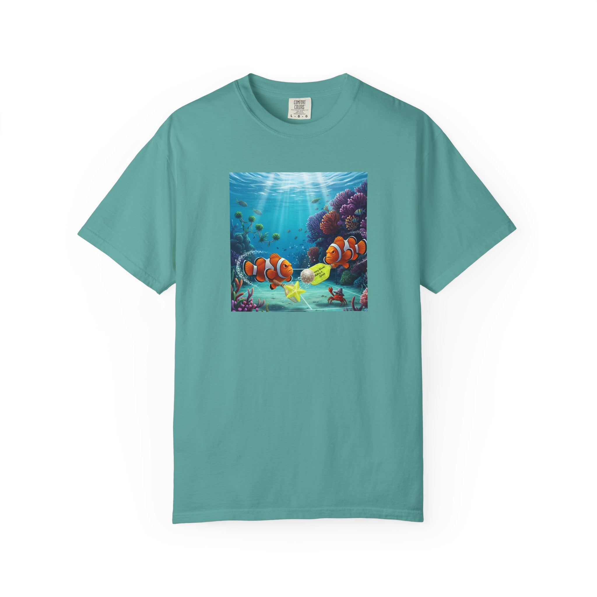 Clownfish Reef Scene T-shirt | Underwater Coral Ocean Illustration