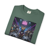 Feline Groove DJ Cat Illustration T-Shirt | Retro Neon Club Scene