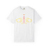 Celestial Moth T-shirt | Pink Yellow Moth with Crescent Moon