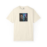 Cyberpunk Cat Sushi T-shirt | Neon Japan Noir