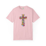 Floral Cross T-shirt | Colorful Flower Cross Tee, Christian Faith Shirt