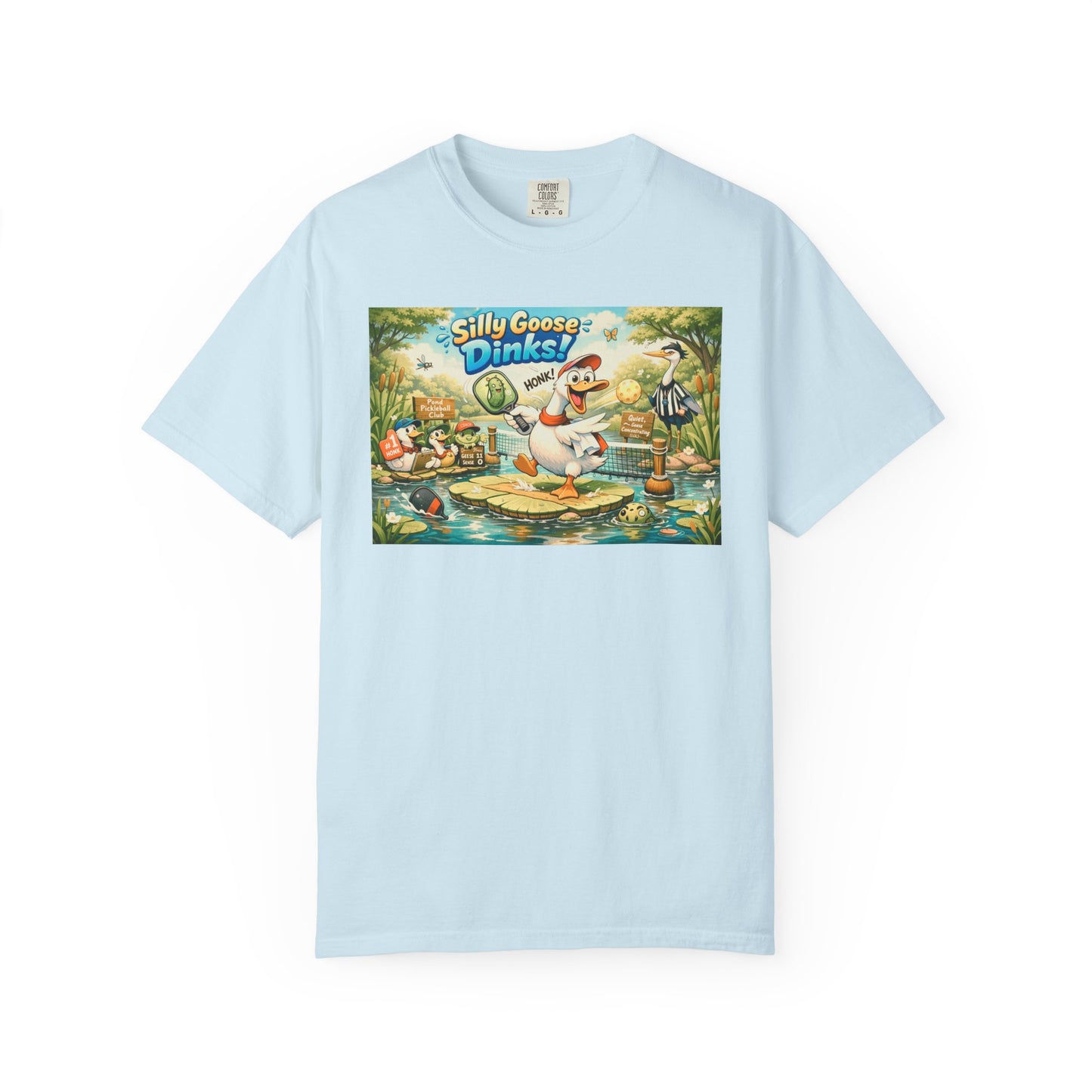 Silly Goose Dinks Cartoon Goose T-Shirt | Vintage Picnic Pond Illustration