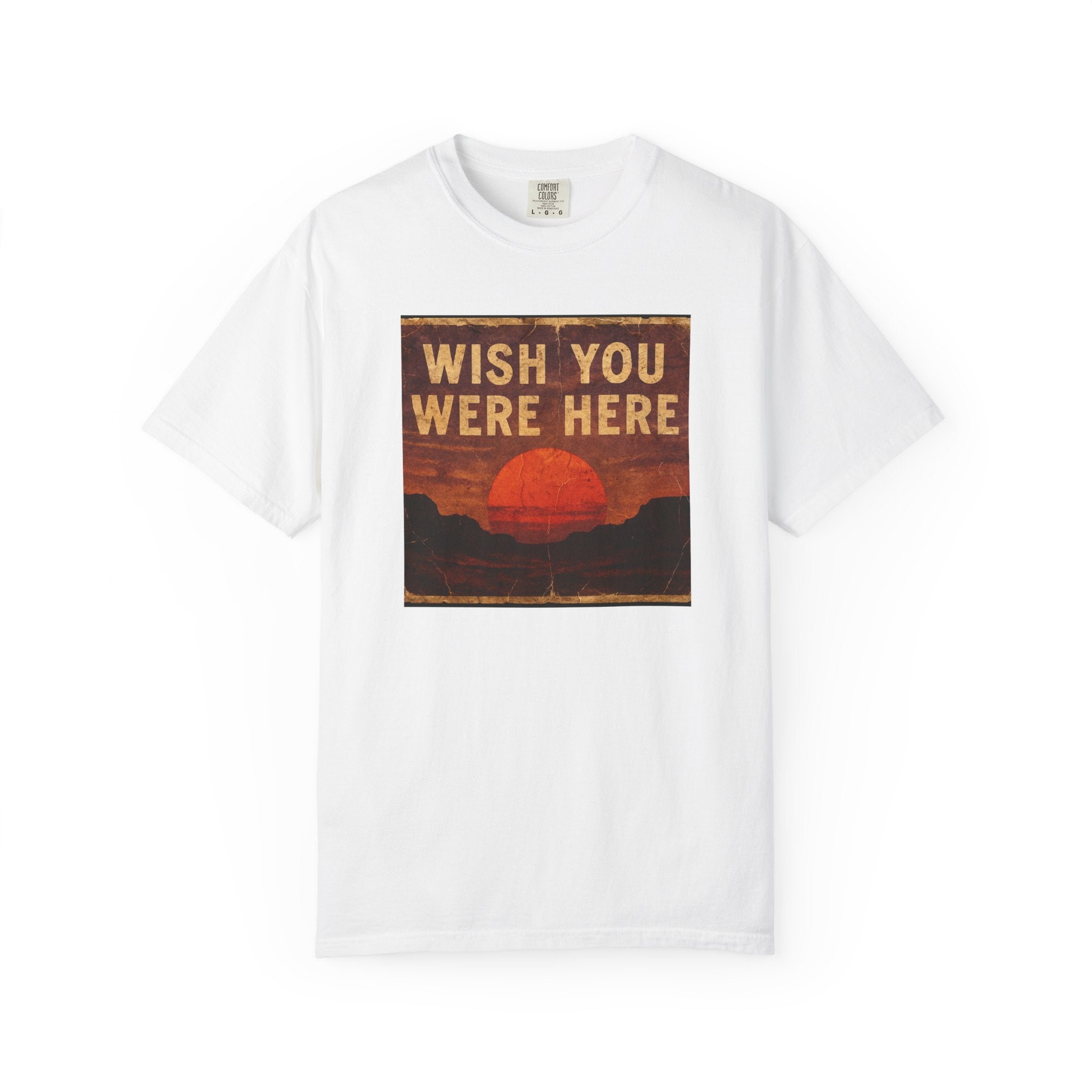 Wish You Were Here Sunset T-shirt | Vintage Sunset Graphic