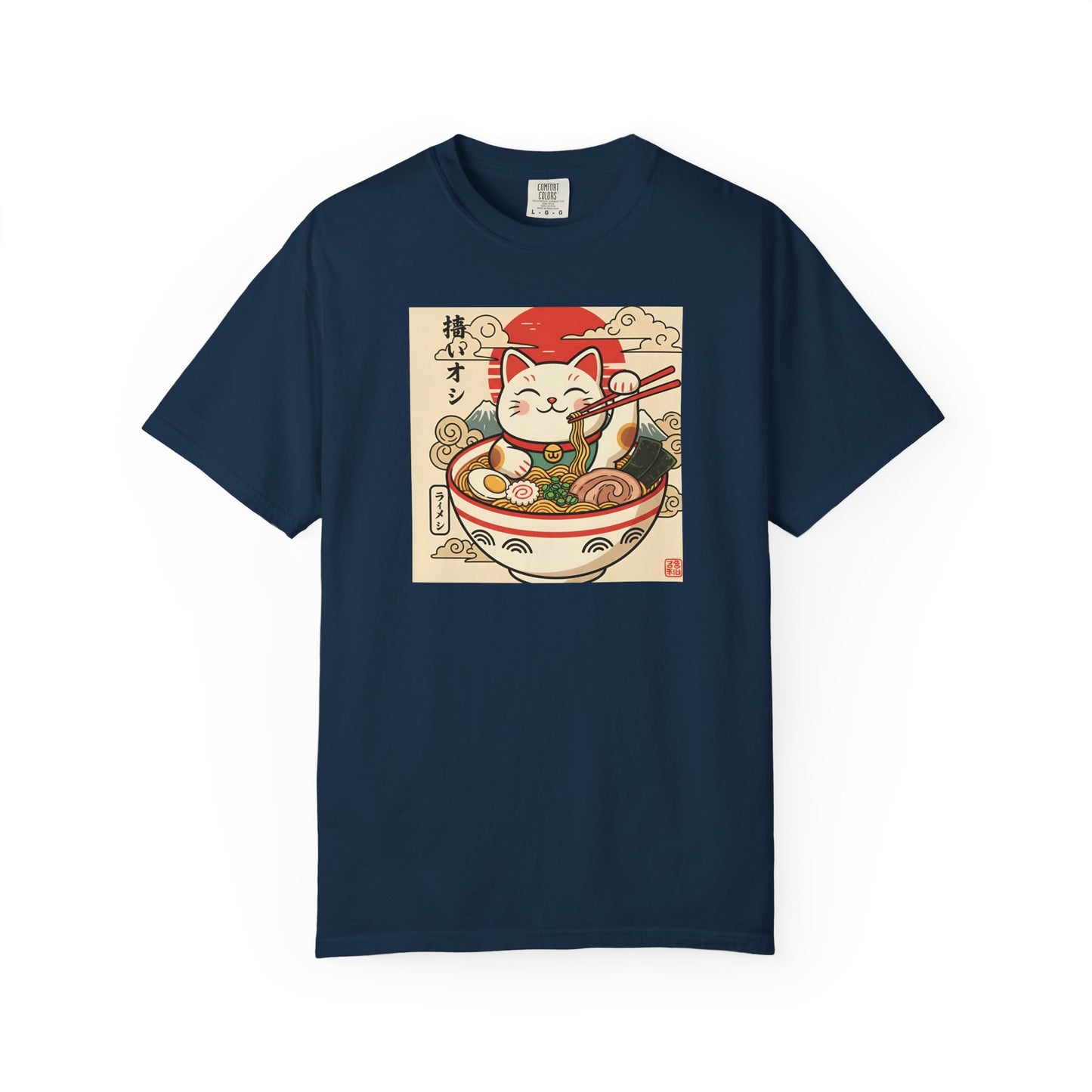Maneki Neko Ramen Cat T-shirt | Lucky Cat Bowl Graphic Japanese Style