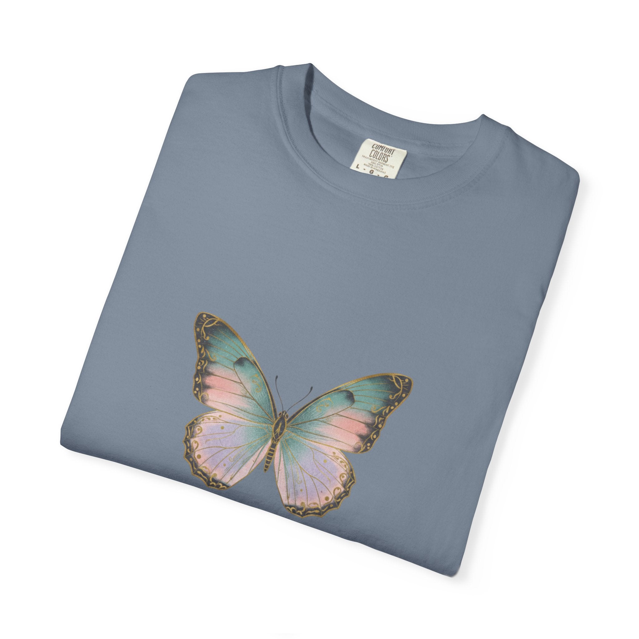 Retro 70s Vacation Butterfly T-shirt | Distressed Orange Teal Wings