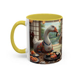 Goose with Sushi Mug | Japanese Tea Room Illustration