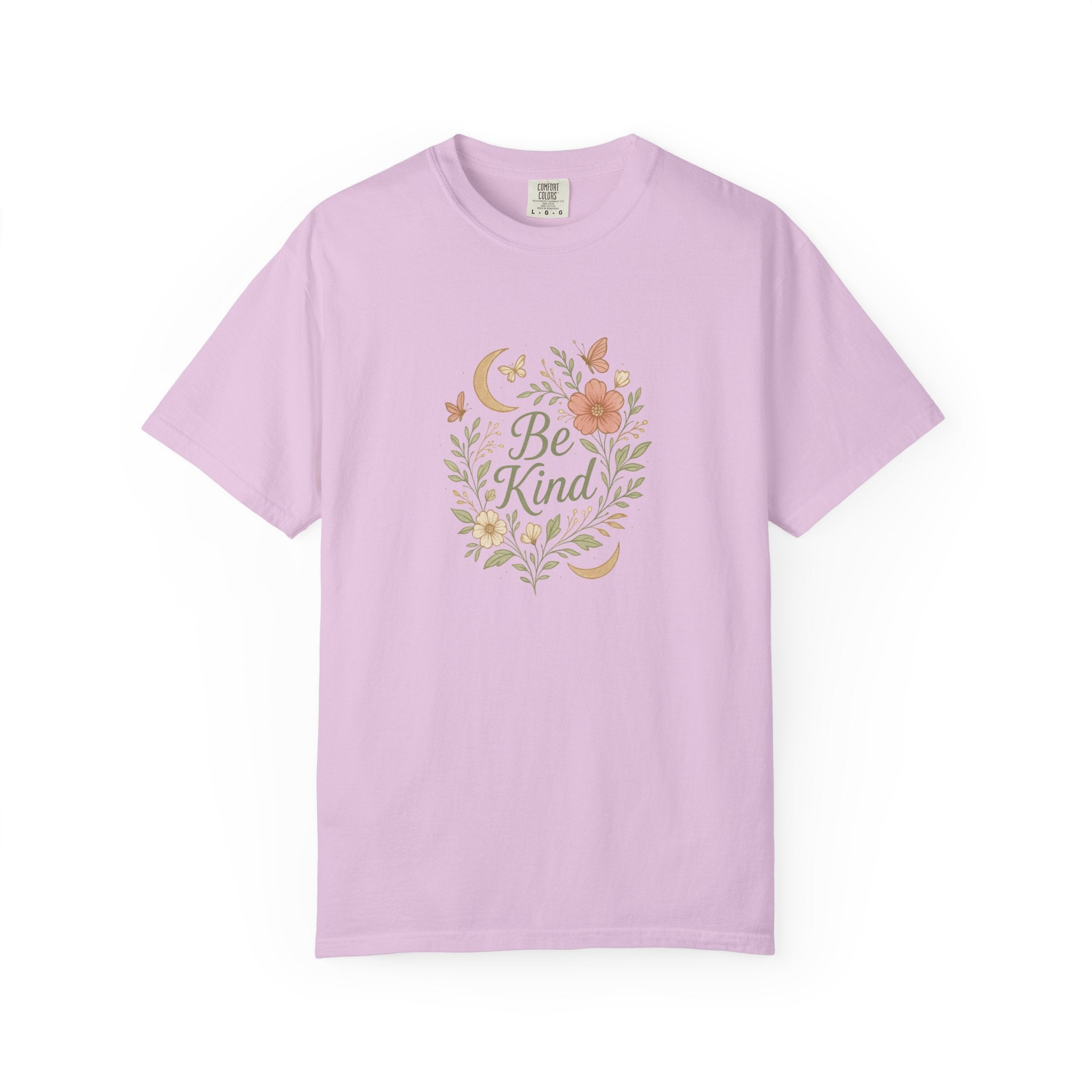 Be Kind Floral Wreath T-Shirt | Positive Quote, Boho Botanical Design
