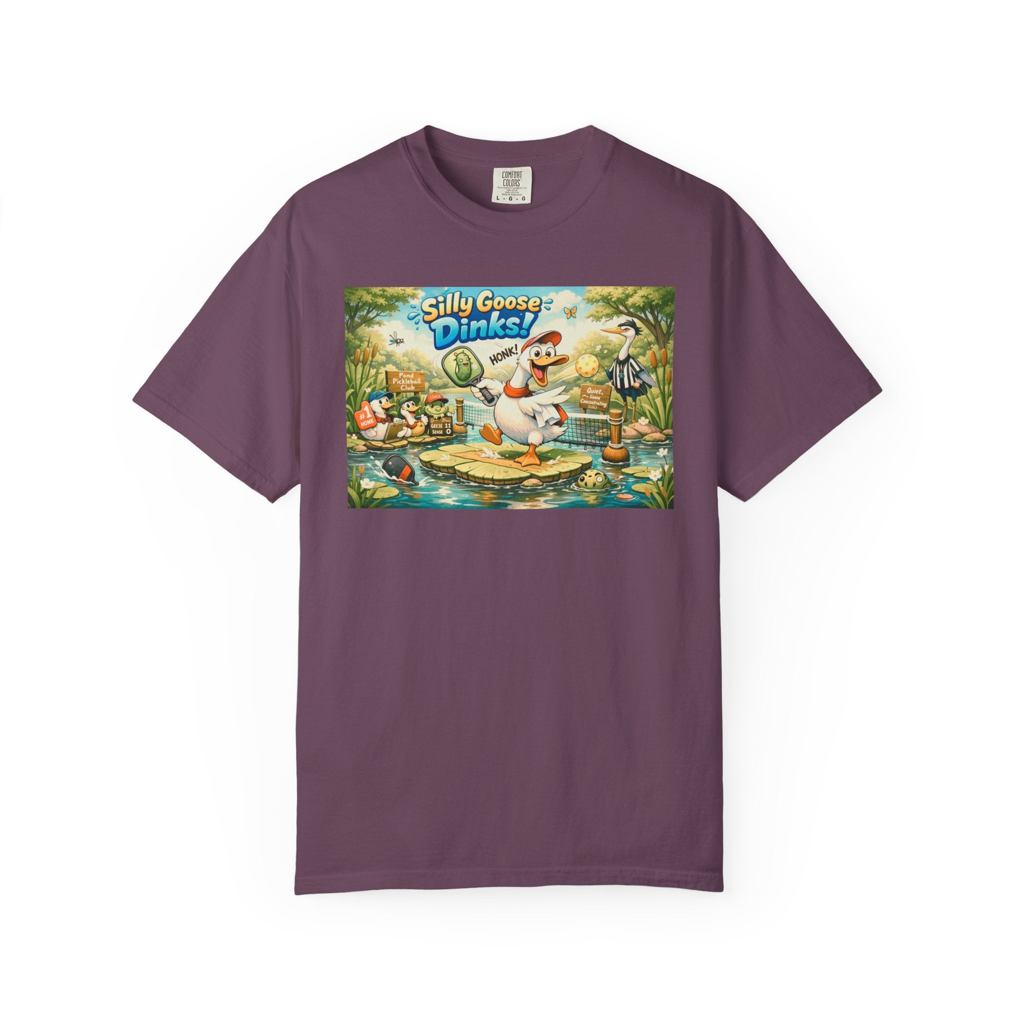 Silly Goose Dinks Cartoon Goose T-Shirt | Vintage Picnic Pond Illustration
