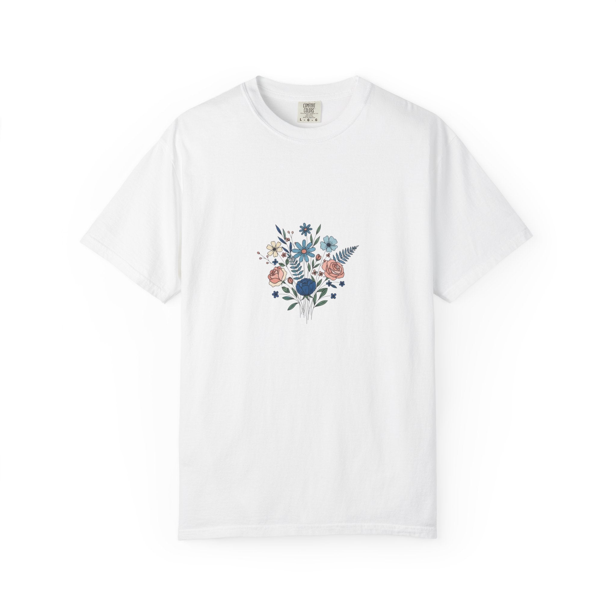 Wildflower Bouquet T-Shirt | Centered Floral Illustration, Daisies & Roses