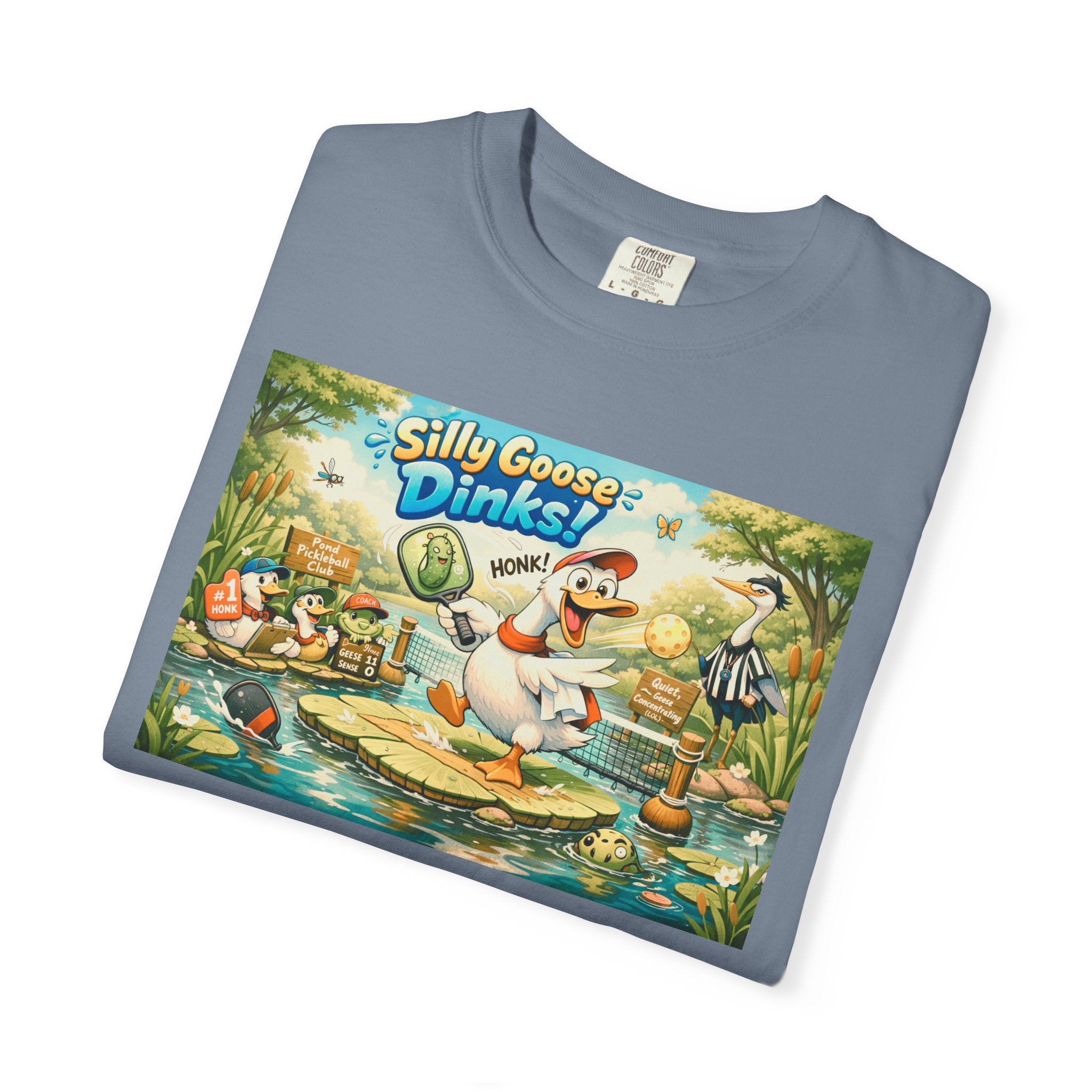 Silly Goose Dinks Cartoon Goose T-Shirt | Vintage Picnic Pond Illustration