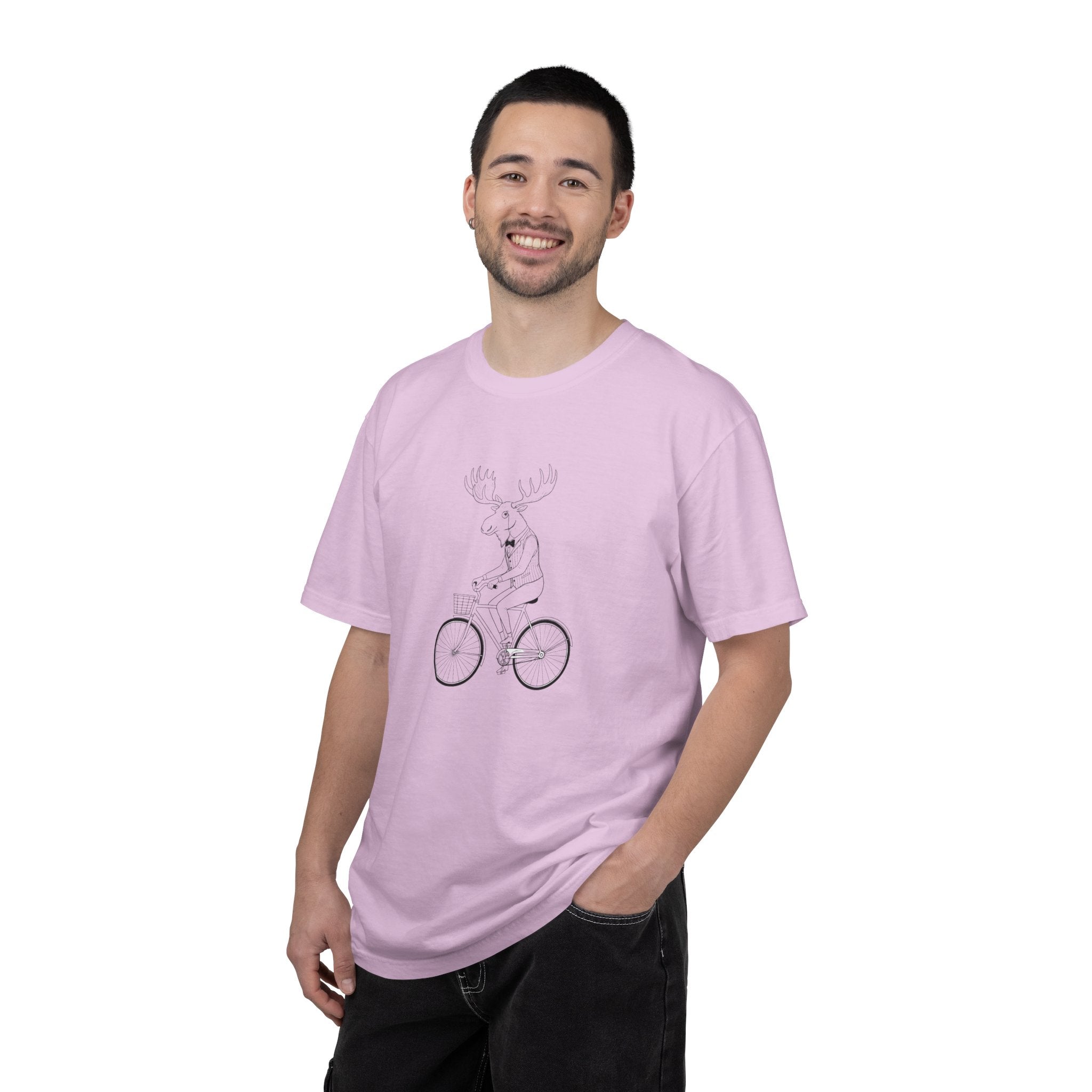 Funny Moose Riding Bike T-shirt | Novelty Animal Cycling Tee