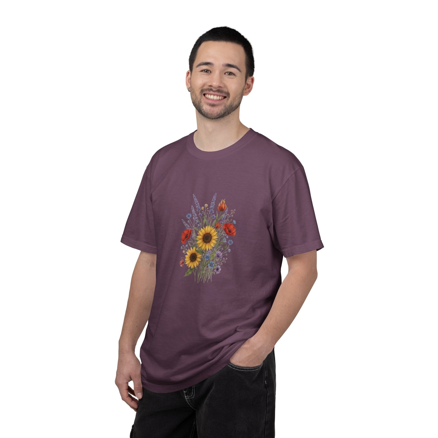 Sunflower and Wildflower Bouquet T-Shirt | Floral Botanical Garden Tee