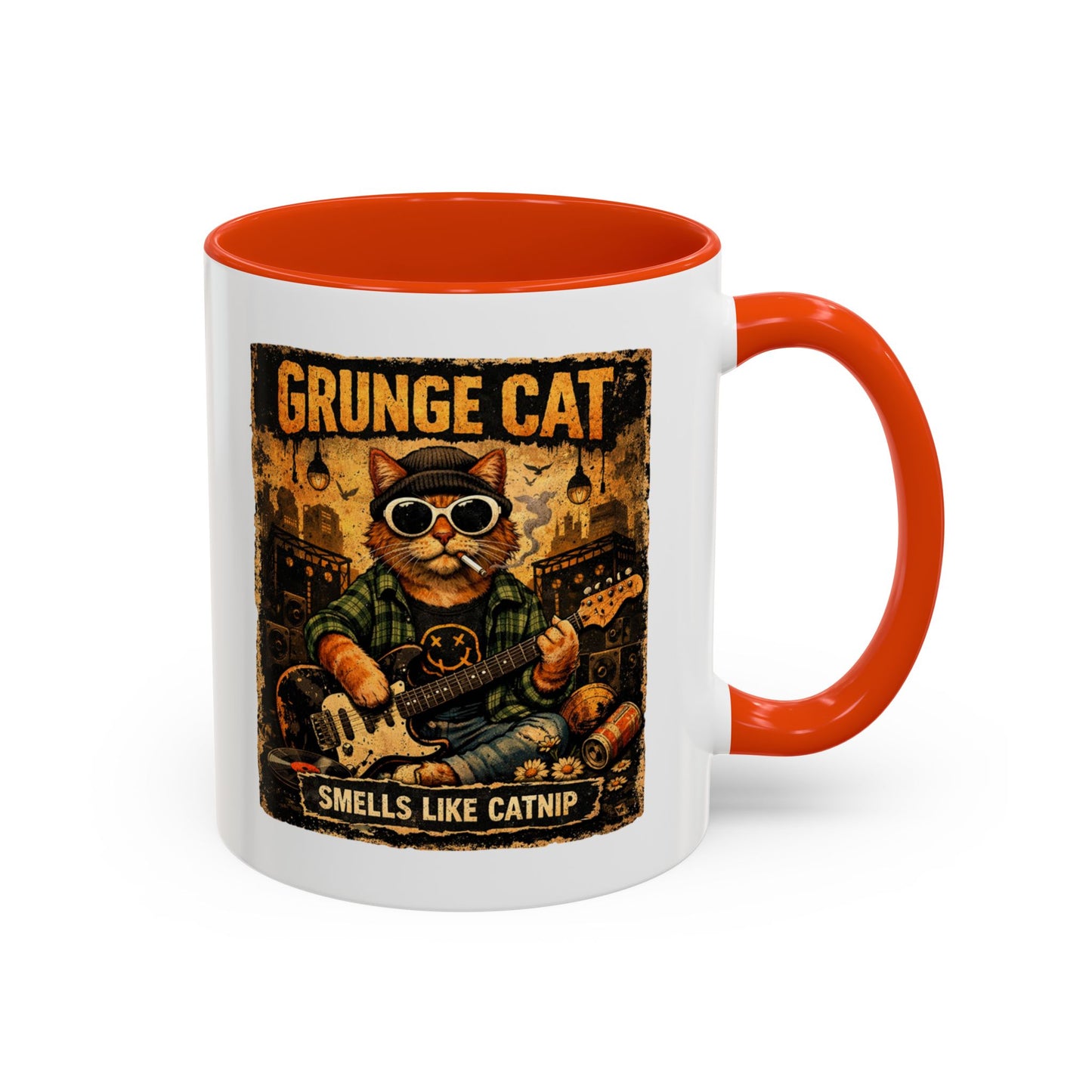 Grunge Cat Smells Like Catnip Mug | Ceramic Coffee Cup