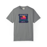 Miami Nights Sunset Palm T-shirt | Retro Vaporwave Beach Scene