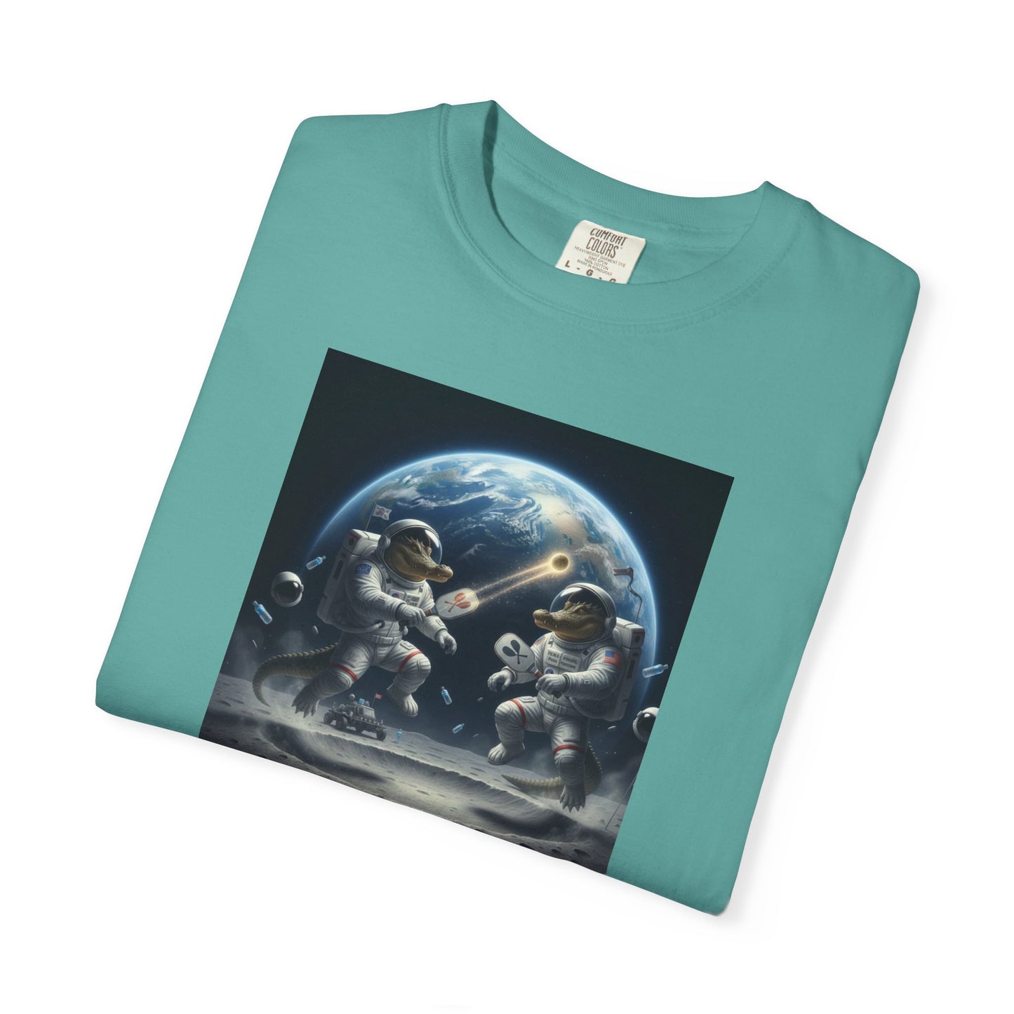 Gator Lunar Pickleball  T-shirt | Earth Background, Spacewalk Illustration