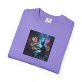 Cyberpunk Cat Sushi T-shirt | Neon Japan Noir