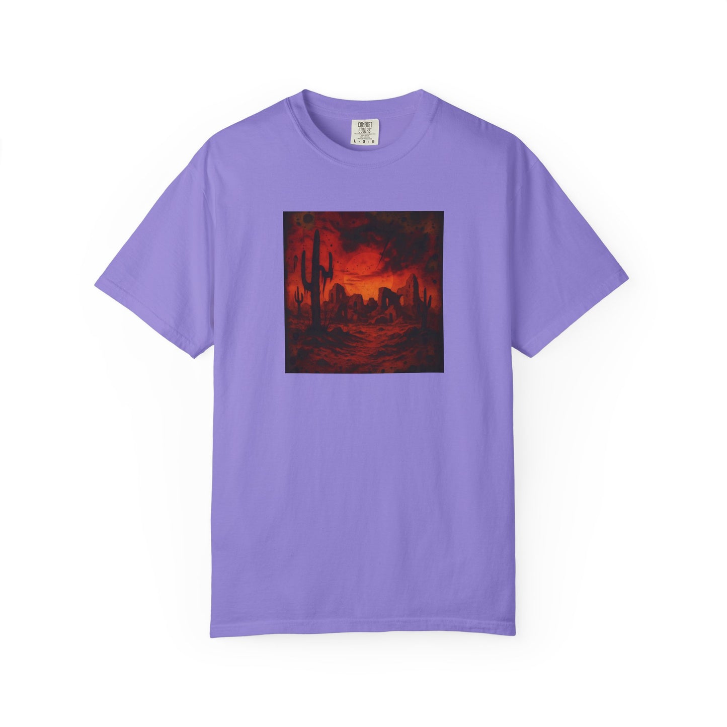 Red Desert Sunset T-shirt | Cactus Landscape, Moody Western Scene