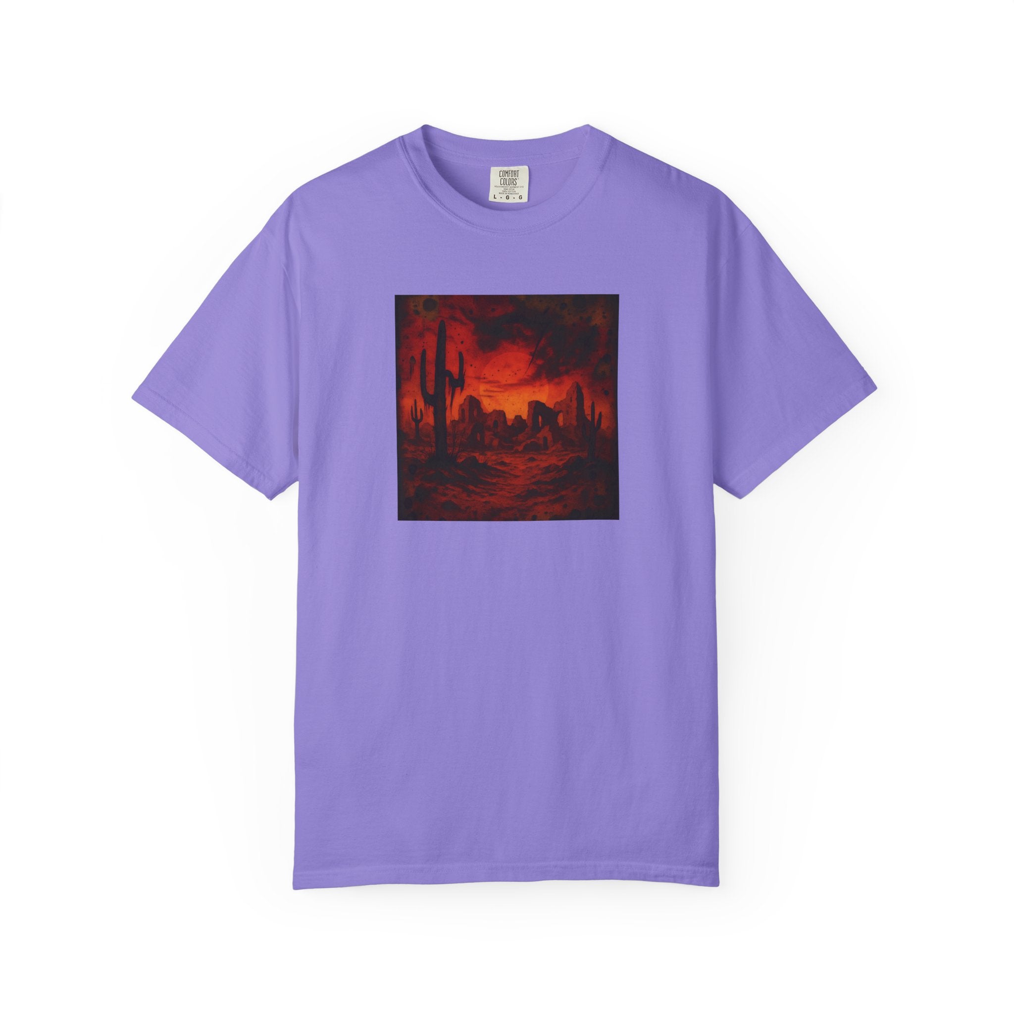 Red Desert Sunset T-shirt | Cactus Landscape, Moody Western Scene
