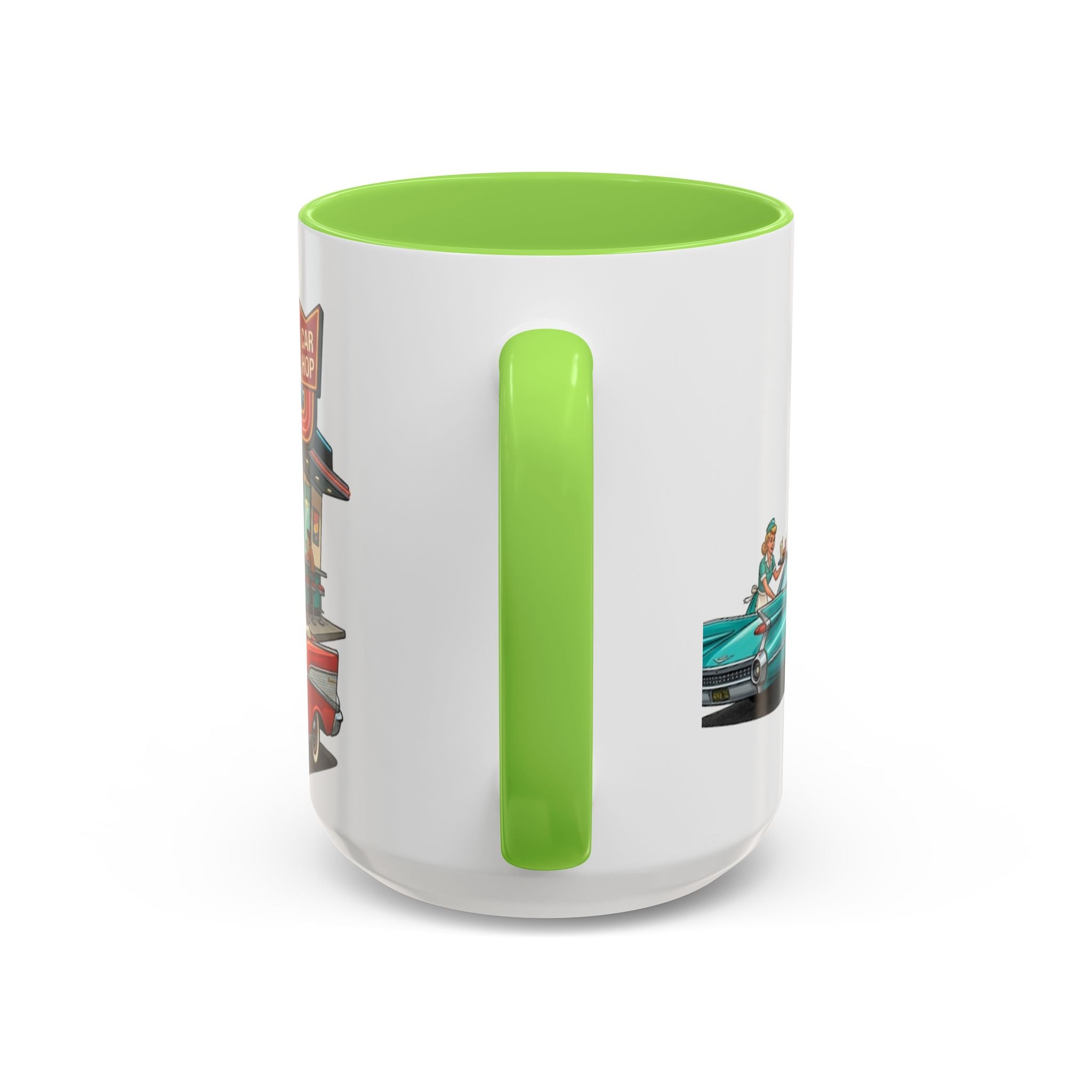 1950s Diner Scene Mug | Retro Car Hop Coffee Cup