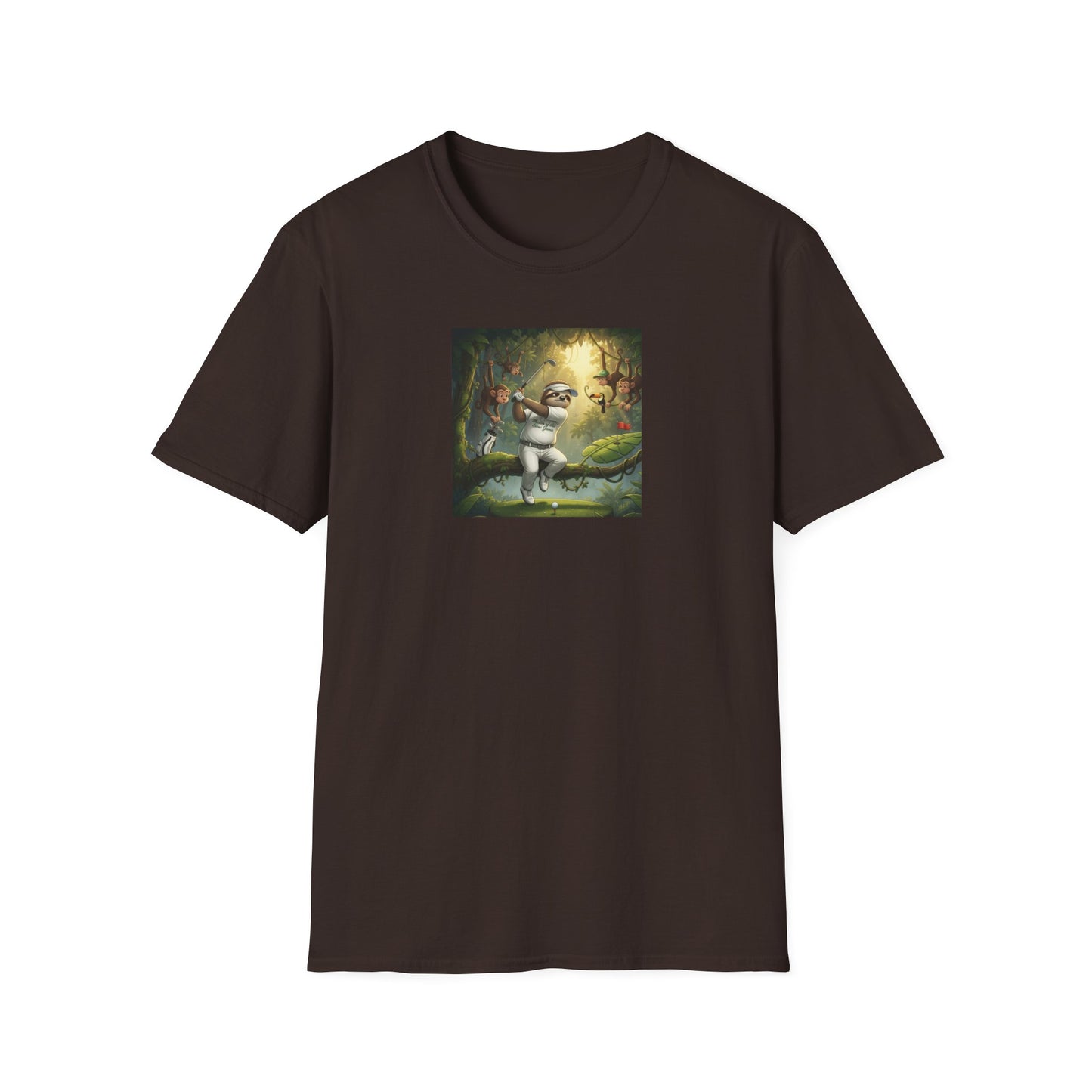 Slow Living Sloth Golfer T-Shirt | Zen Sportswear Tropical Golf Silas