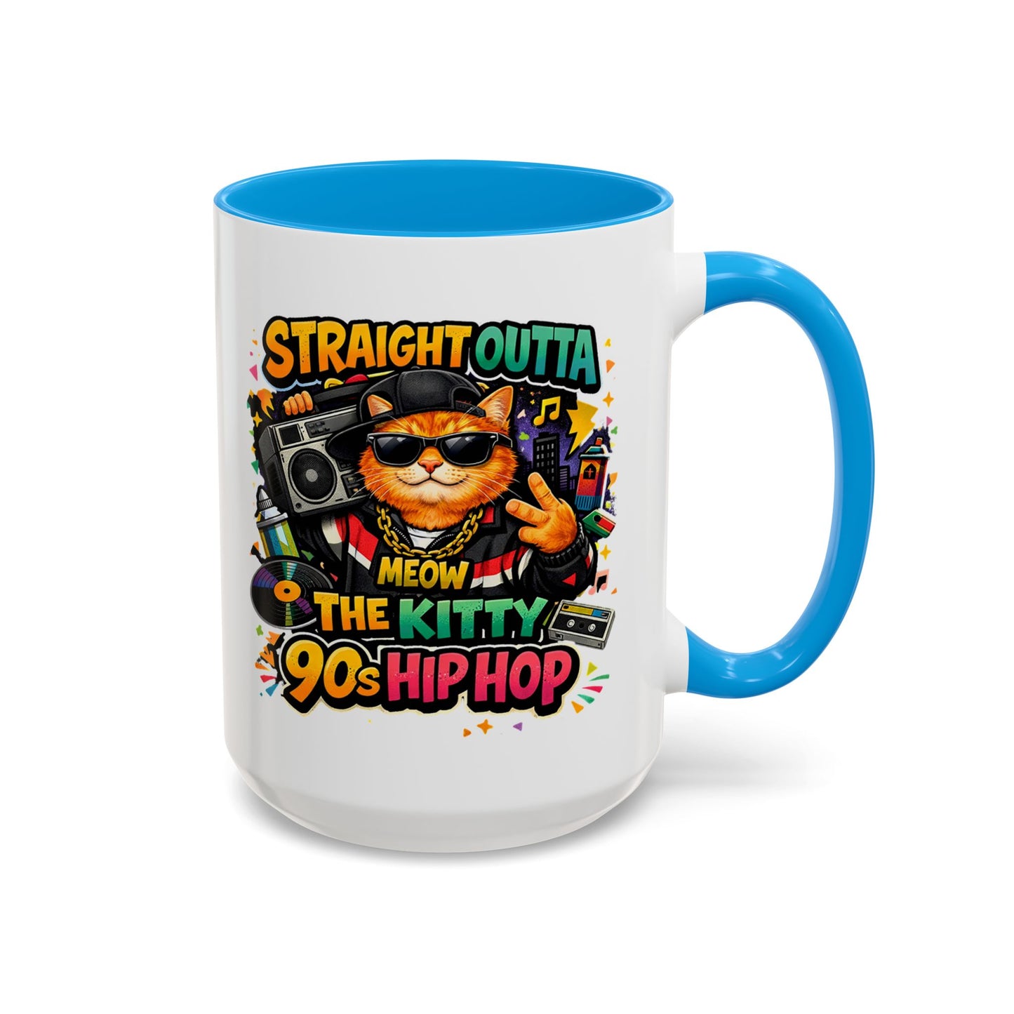 Straight Outta Meow The Kitty 90s Hip Hop Mug | Color Accent