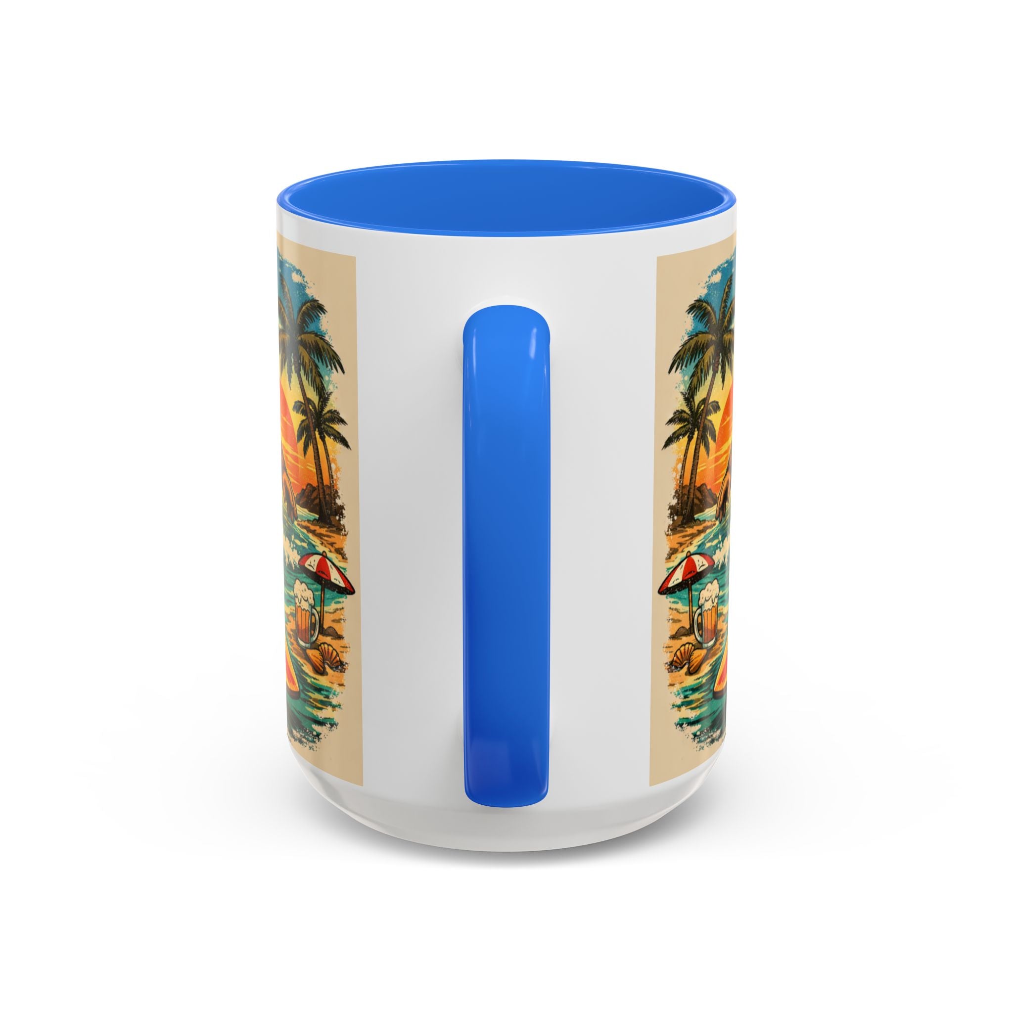 Surfing Bigfoot Mug | Retro Beach Sunset Bigfoot Wave Coffee Cup