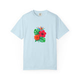 Tropical Hibiscus Floral Tee | Monstera Leaves, Bird of Paradise