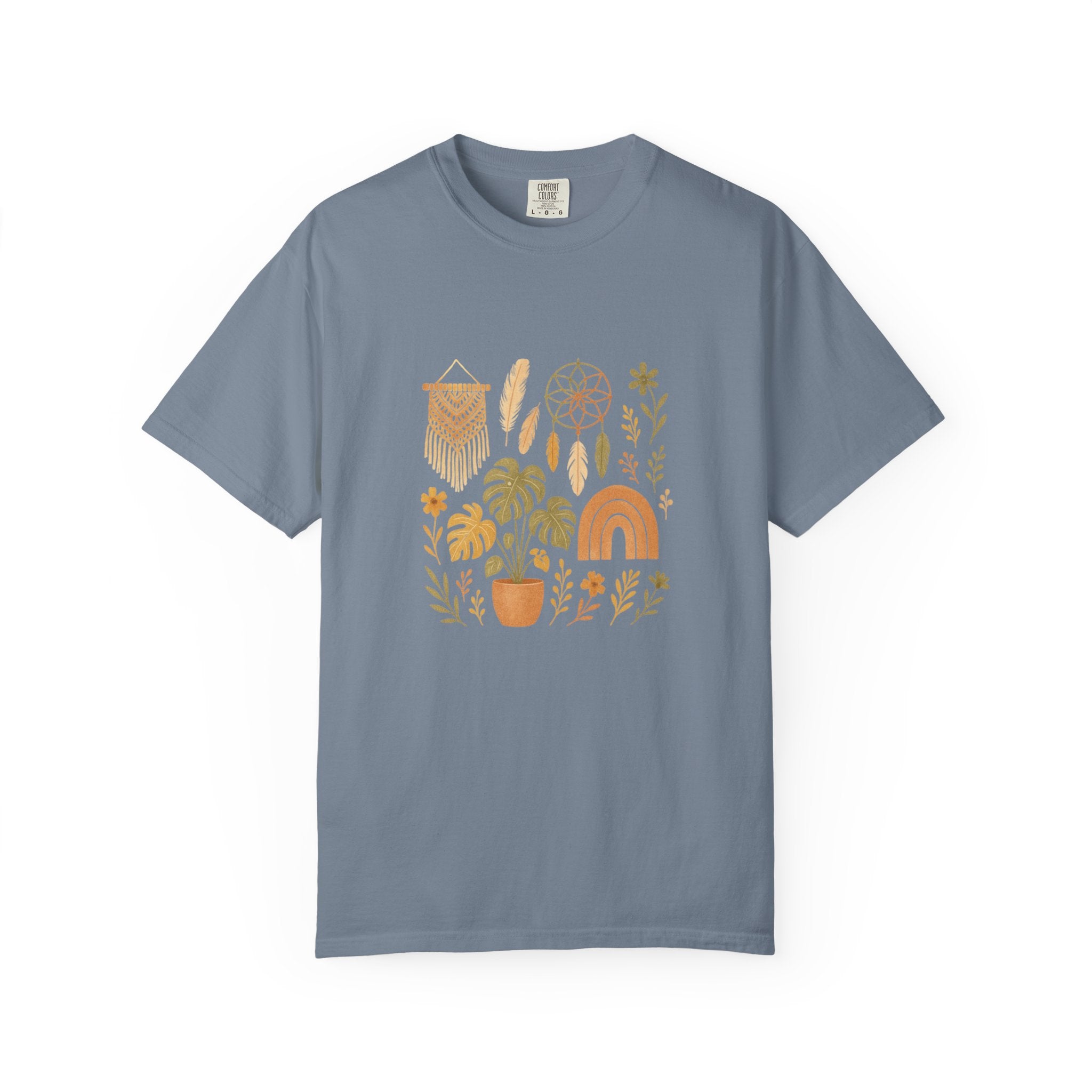 Boho Plants and Dreamcatcher T-Shirt | Rainbow, Monstera, Macrame